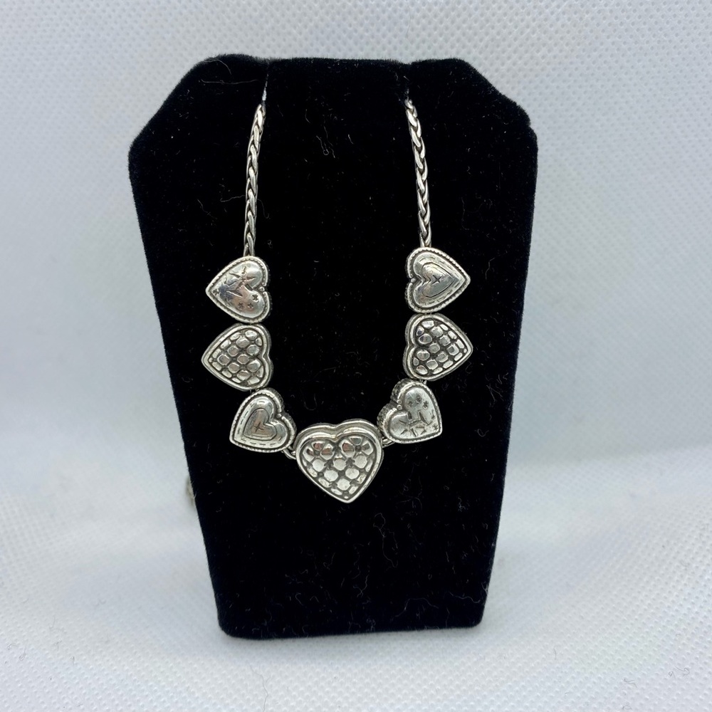 Vintage Sterling Silver Heart Bead Necklace, 18” long